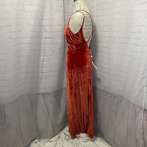 For Love & Lemons Nadine Velvet Maxi Dress in Rust, NWT! - Picture 11 of 14